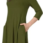 MISSKY Women's Casual Short Sleeve Dress with Pockets