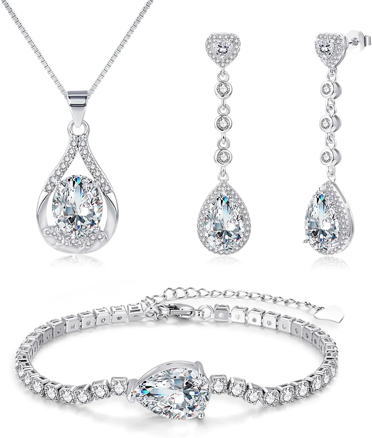 Zecimi 925 Sterling Silver Jewelry Set for Women: 3