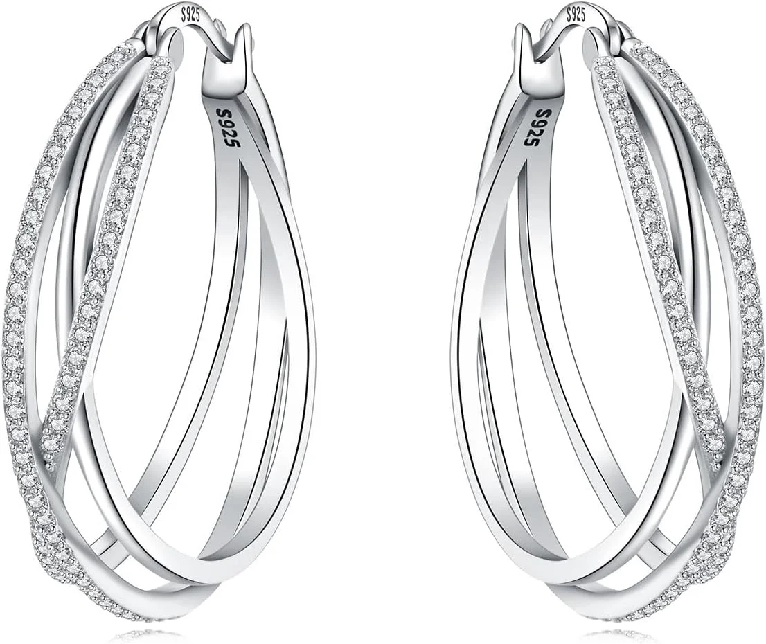 925 Sterling Silver Hoop Earrings for Women Hypoallergenic Sterling Silver Huggies Earrings for