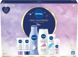 Nivea Feel Pampered Gift Set with Body Lotion, Creme, and Shower Gel