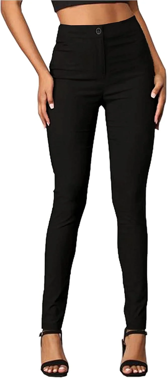 Women's Black Skinny Stretch Trousers for Work & Office - Sizes 4