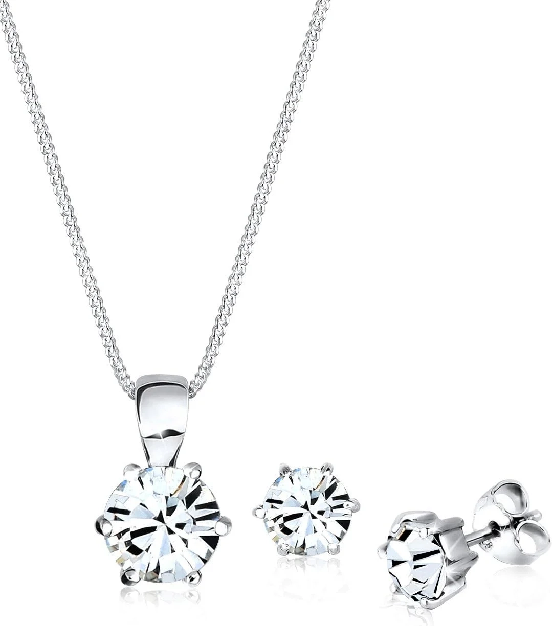 Elli 925 Sterling Silver Jewelry Set with Classic Crystals