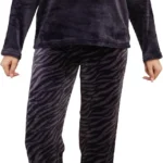 Cozy Fleece Pyjama Set for Women - Winter Warm Long Sleeve Top & Bottoms Soft Sleepwear and Loungewear (S
