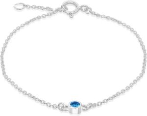 Amazon Essentials Sterling Silver Adjustable Birthstone Bracelet (16-18cm)