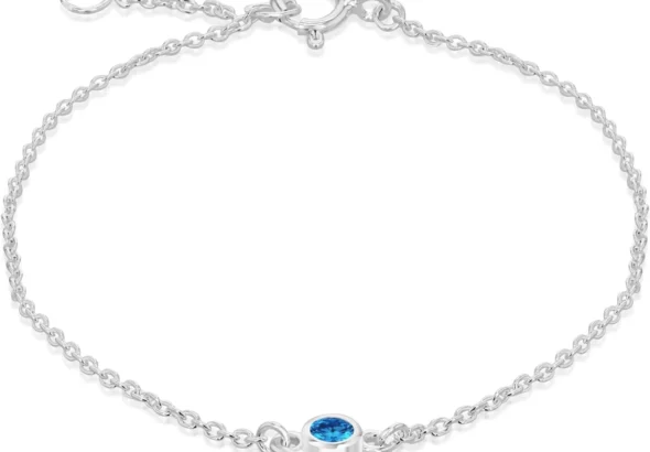 Amazon Essentials Sterling Silver Adjustable Birthstone Bracelet (16-18cm)