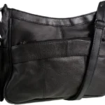 Medium Black Leather Crossbody Bag for Women