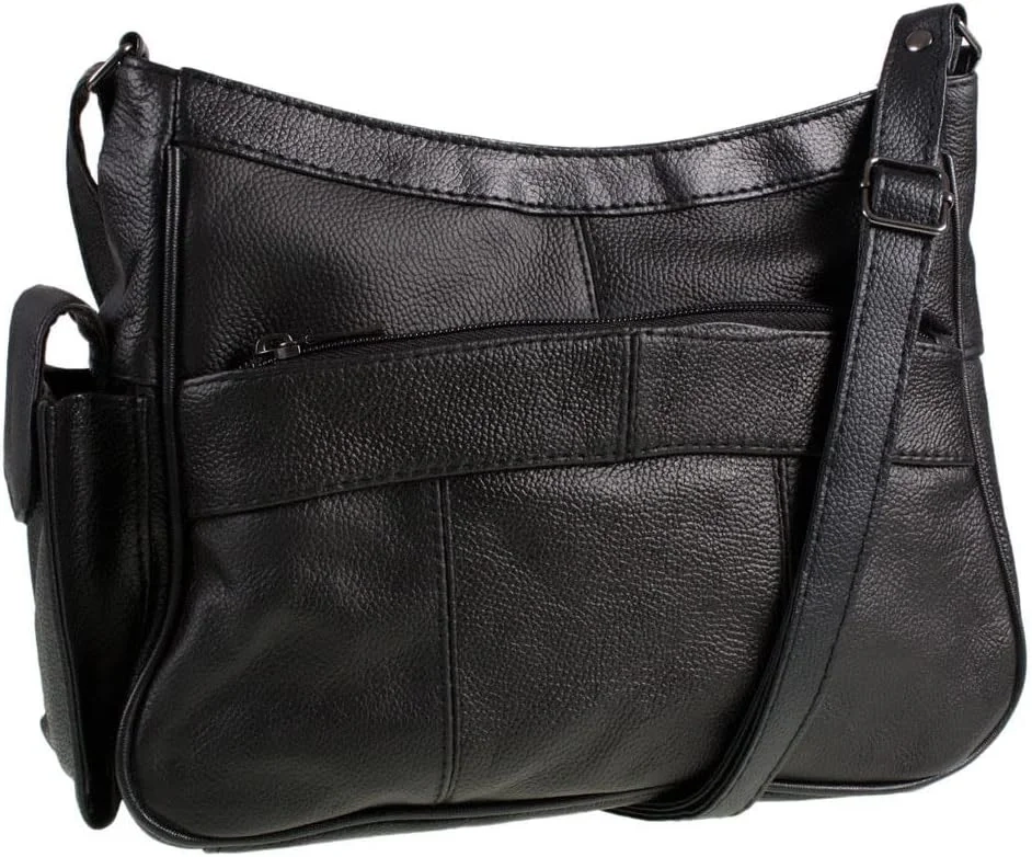 Medium Black Leather Crossbody Bag for Women