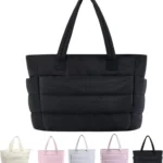 EEJBYTDI Quilted Puffer Tote Bag for Women