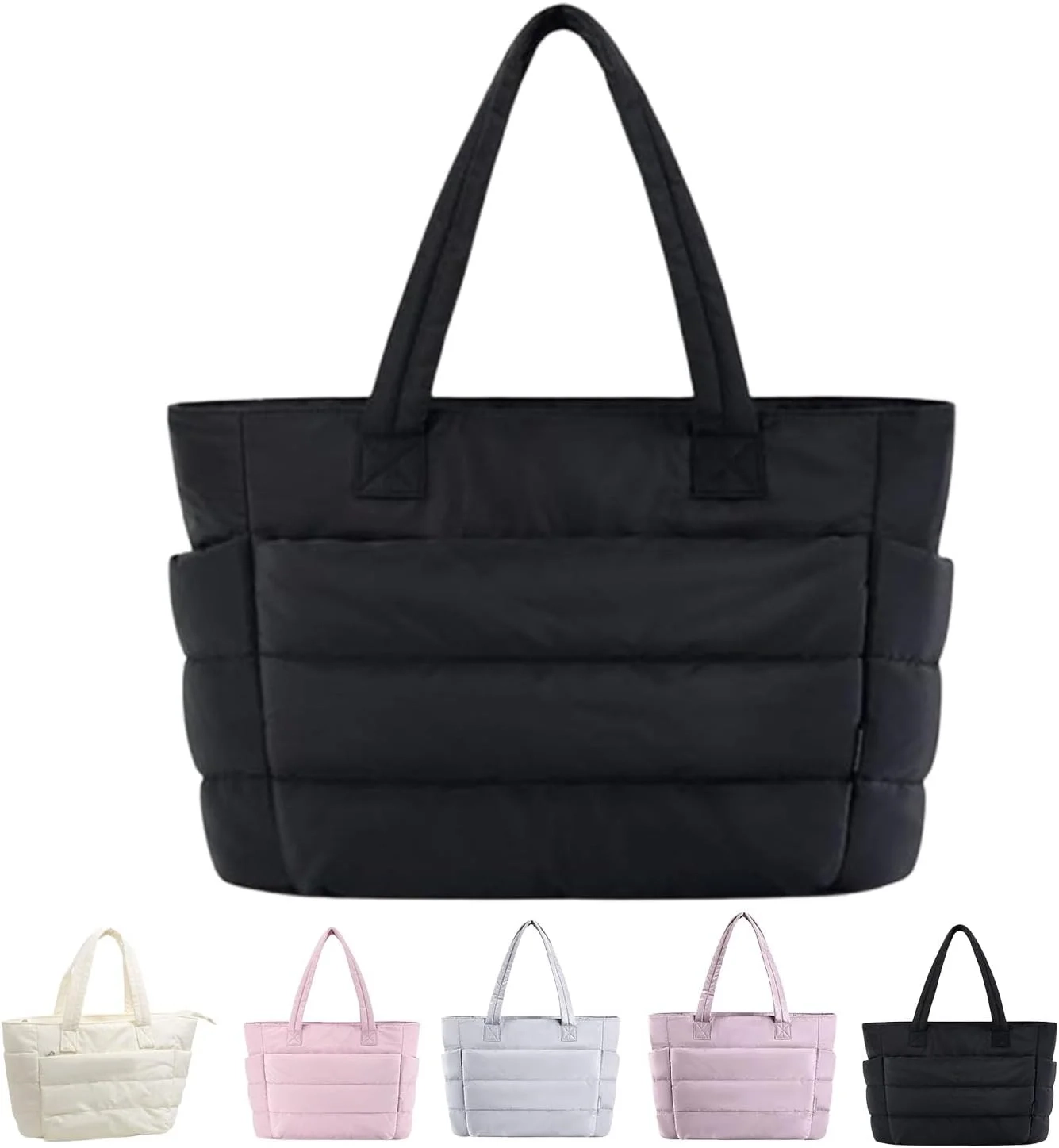 EEJBYTDI Quilted Puffer Tote Bag for Women
