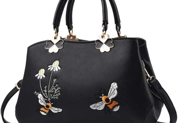 Nicole&Doris Embroidered Shoulder Bag: Retro Crossbody Purse with Top Handle for Women