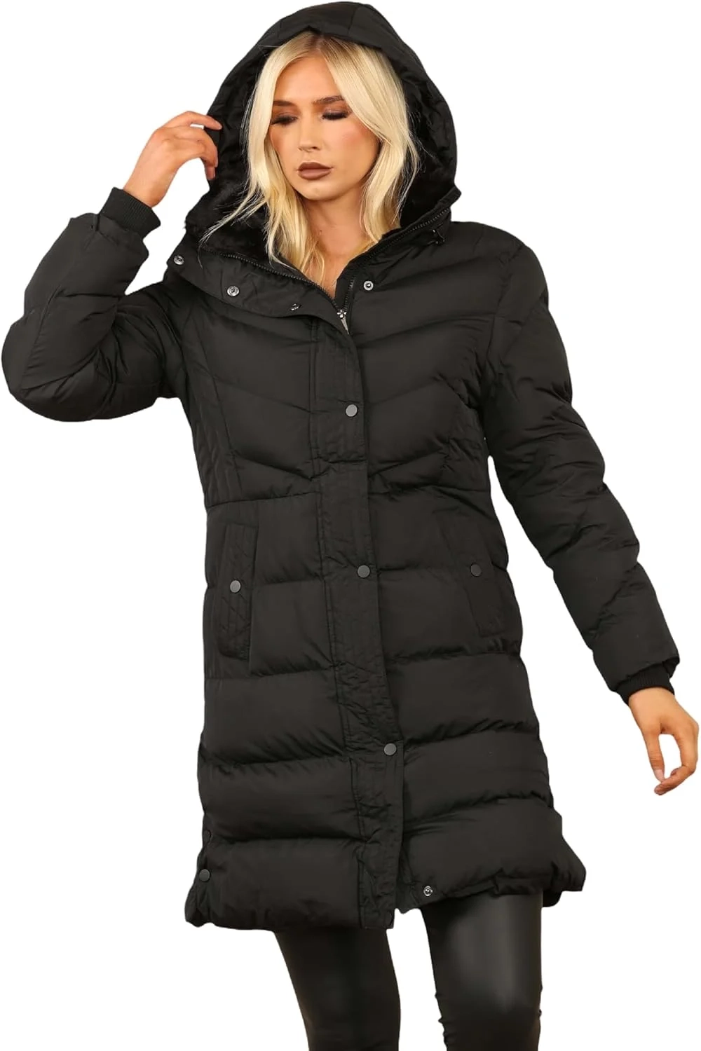 Women's Long Puffer Jacket with Hood