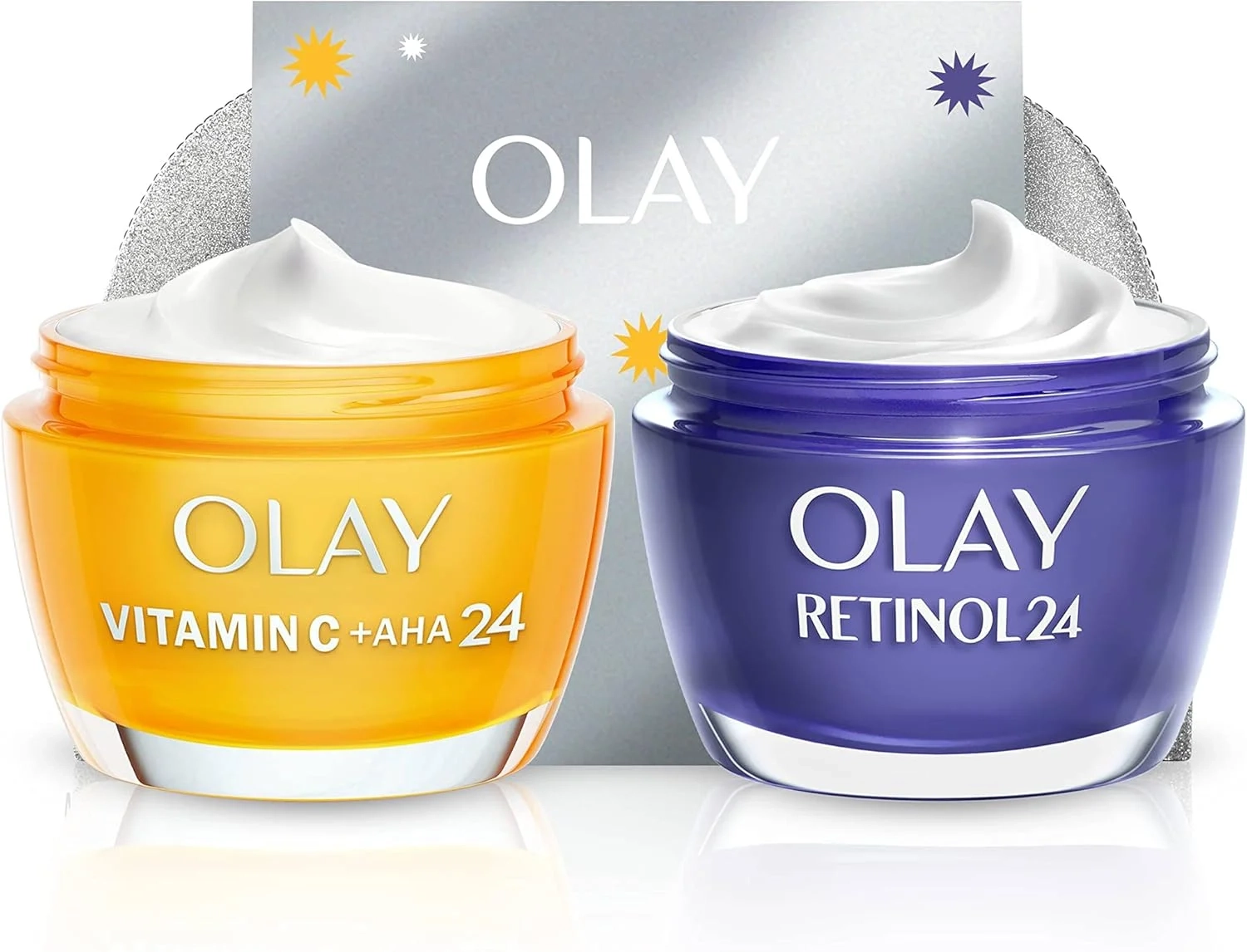 Olay Gift Set for Women with Vitamin C Day Cream, Retinol Night Cream, Gua Sha Tool, and Makeup Bag for Bright, Smooth Skin