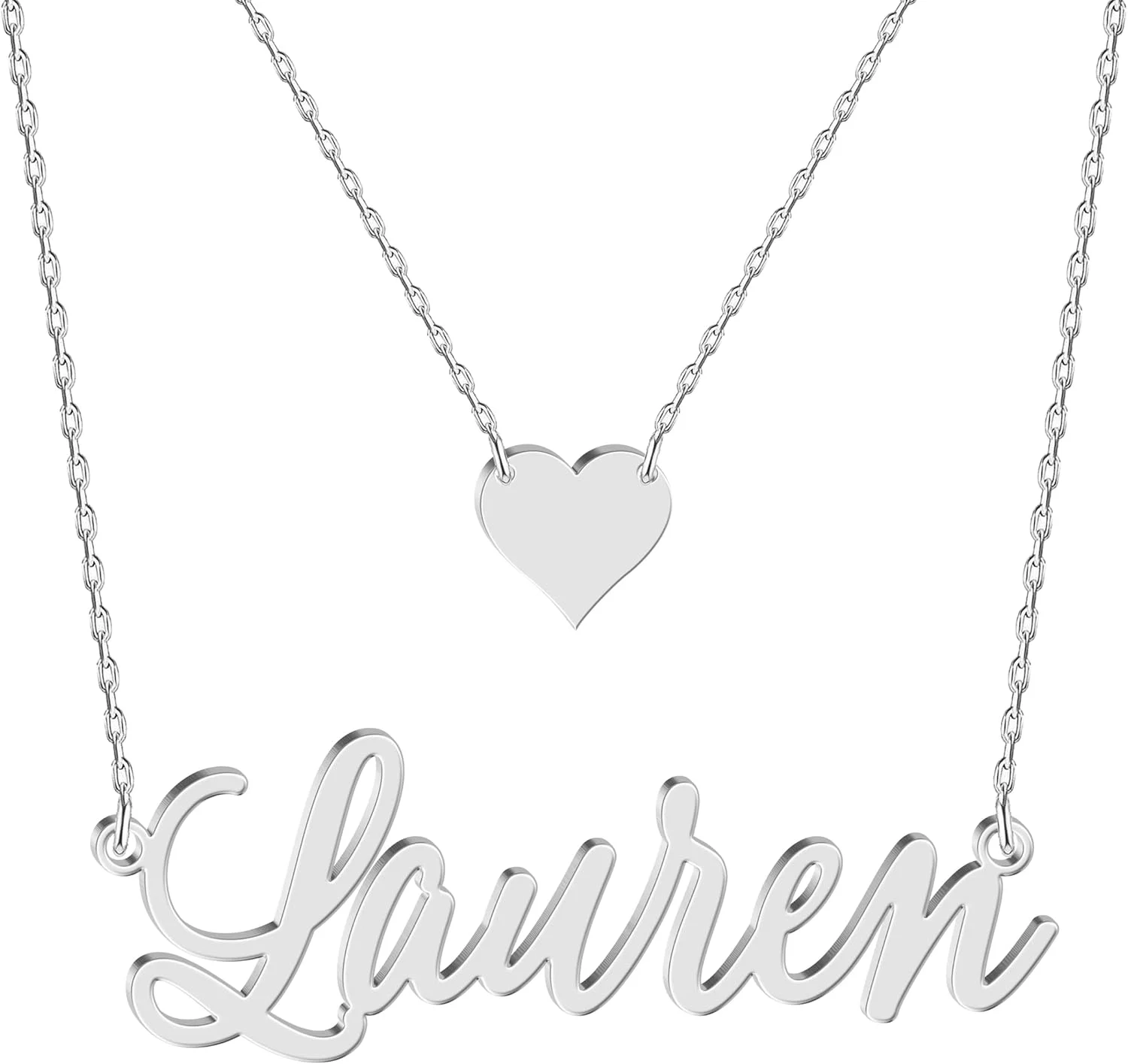 Custom Name Necklace - 925 Sterling Silver & 316 Stainless Steel, 14 Fonts & Multi-Language