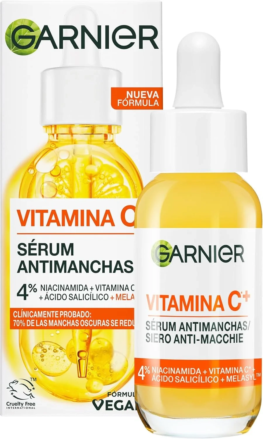 Garnier Vitamin C Serum for Face with 4% Vitamin C, Niacinamide & Salicylic Acid to Brighten Skin, Reduce Dark Spots and Even Skin Tone, 30ml