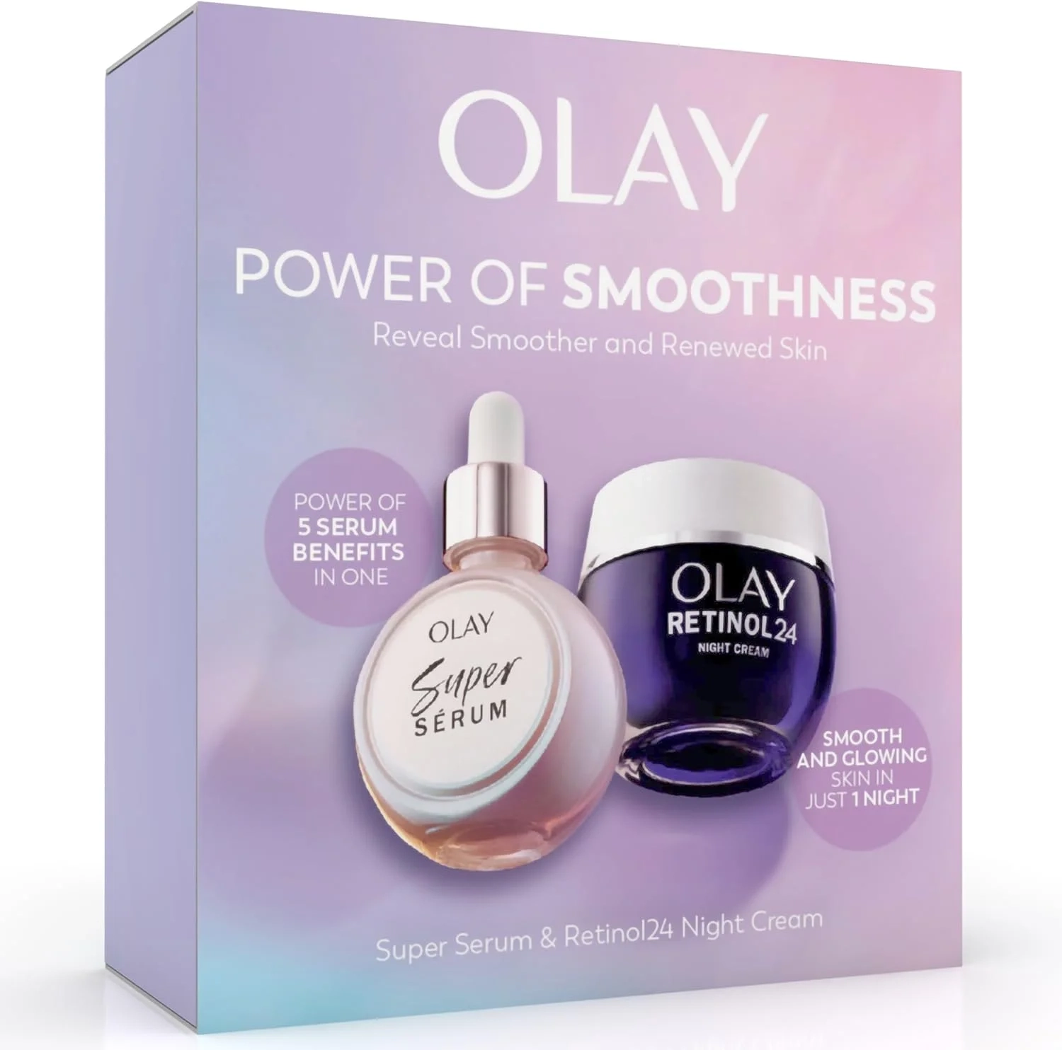 Olay Anti-Aging Gift Set with Retinol Night Cream & Super Serum for Women