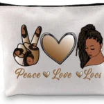 Peace Love Black Women Cosmetic Bag for Natural Hair