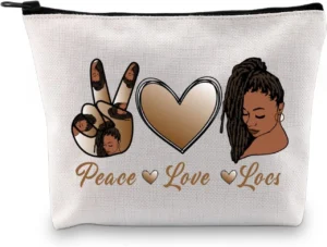 Peace Love Black Women Cosmetic Bag for Natural Hair
