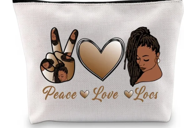 Peace Love Black Women Cosmetic Bag for Natural Hair