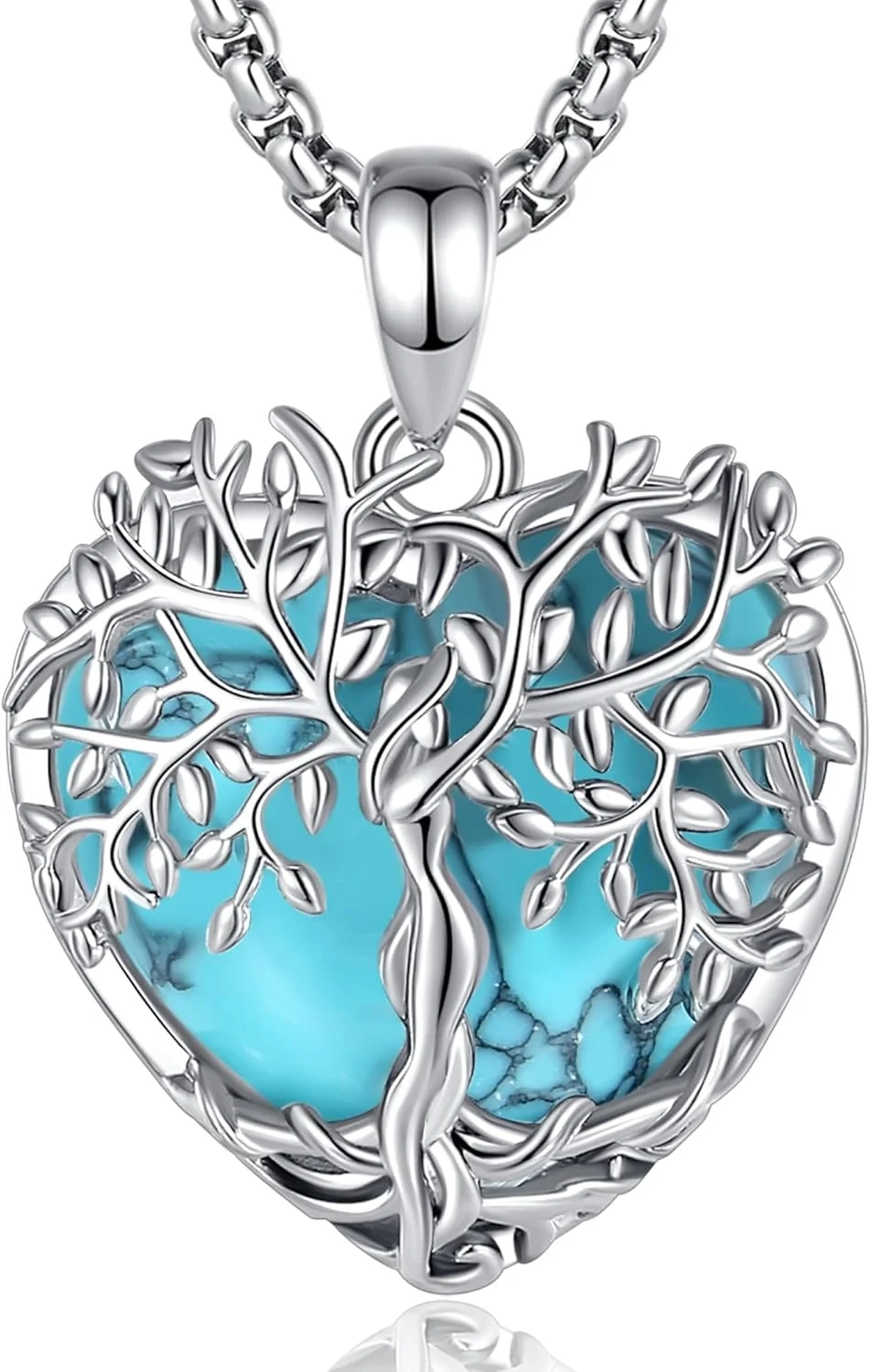 Tree of Life Necklace with Amethyst Moonstone Obsidian Turquoise