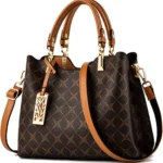 Nicole & Doris Women's PU Leather Tote Bag: Triple Compartment Printed Shoulder Bag, Satchel and Crossbody Purse for Women