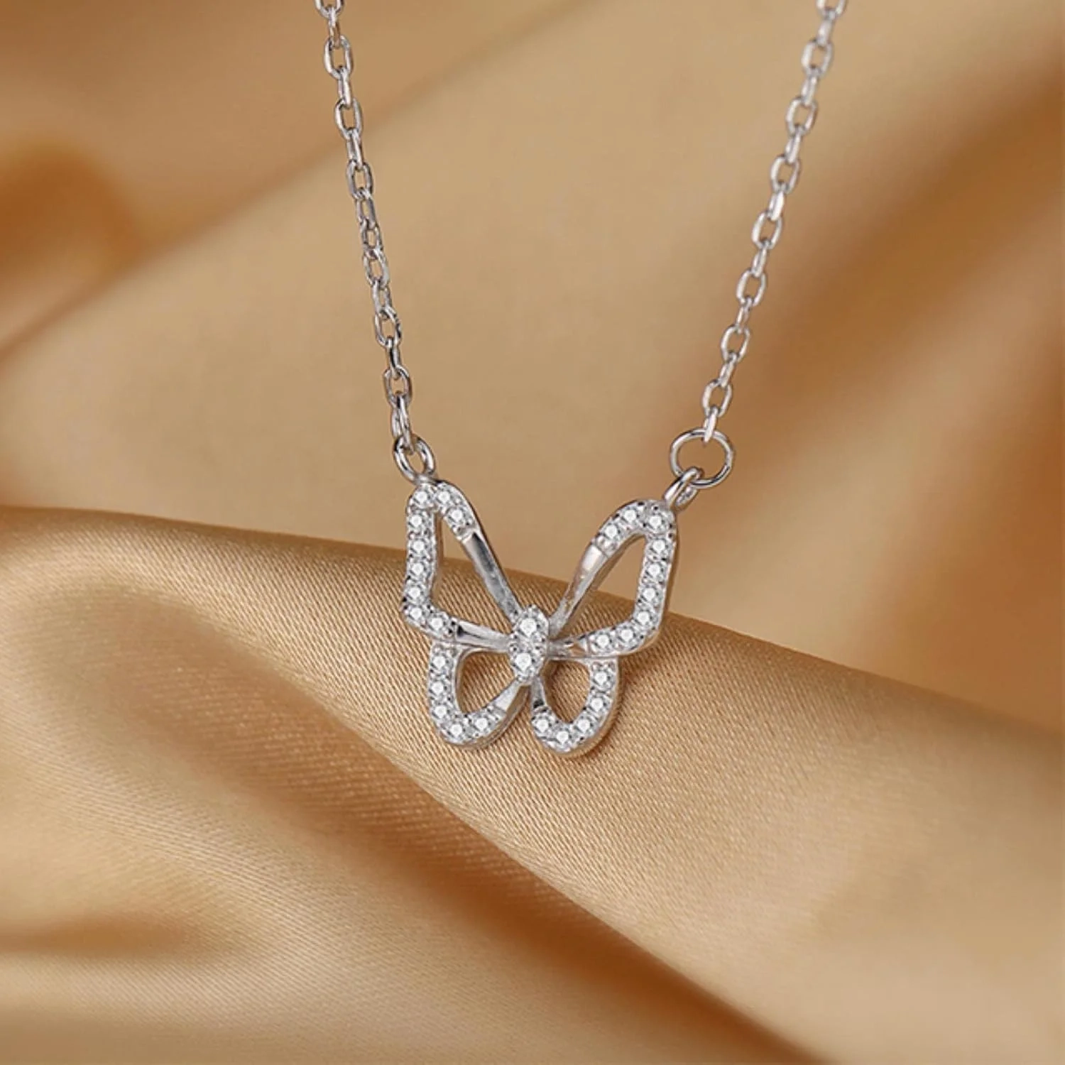 Butterfly Necklace 925 Silver Zircon Jewelry