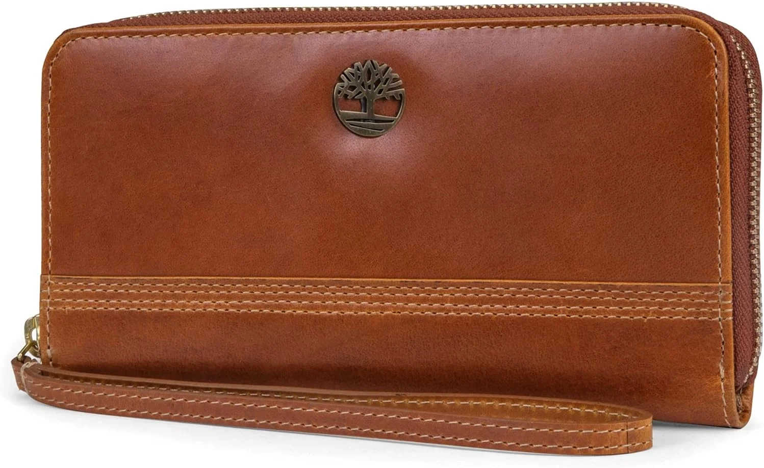 Timberland Women's Leather RFID Zip Around Wallet Clutch with Wristlet Strap