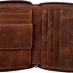 STARHIDE Mens RFID Blocking Full Zip Around Distressed Hunter Leather Coin Pocket Wallet 720 (Brown)