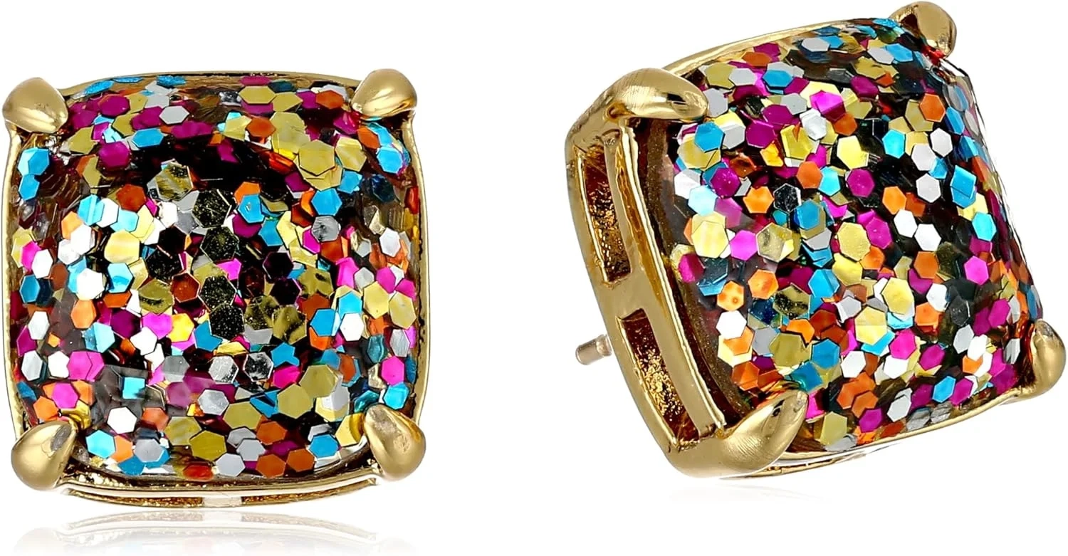 Kate Spade New York Small Square Stud Earrings for Women, Sterling Silver Minimalist Jewelry