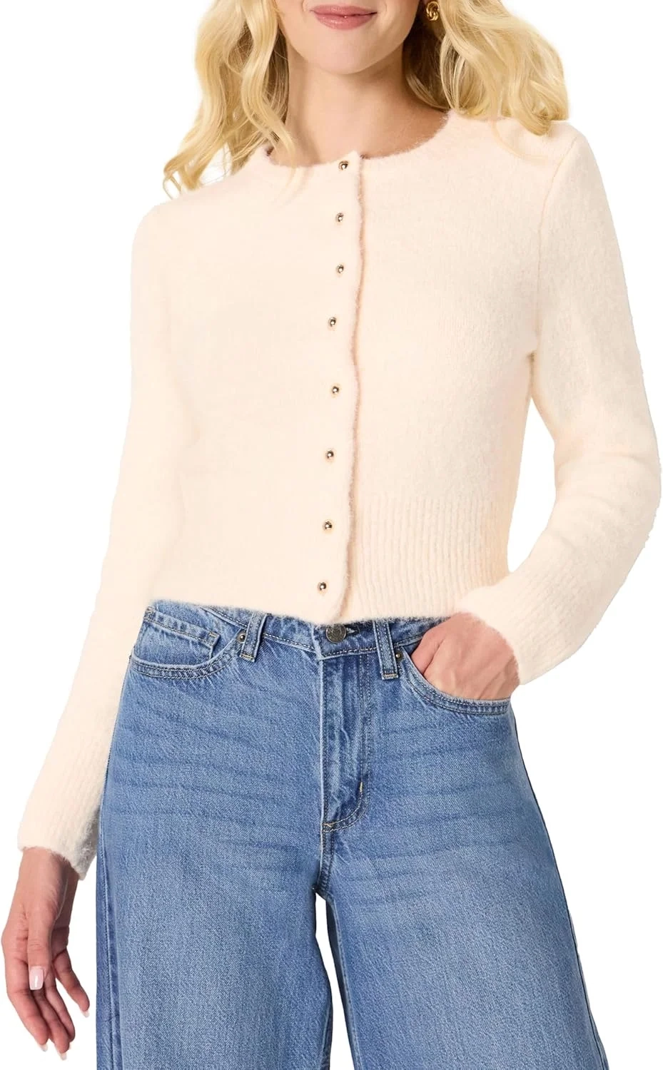 Amazon Essentials Women's Faux Mohair Button-Down Cardigan