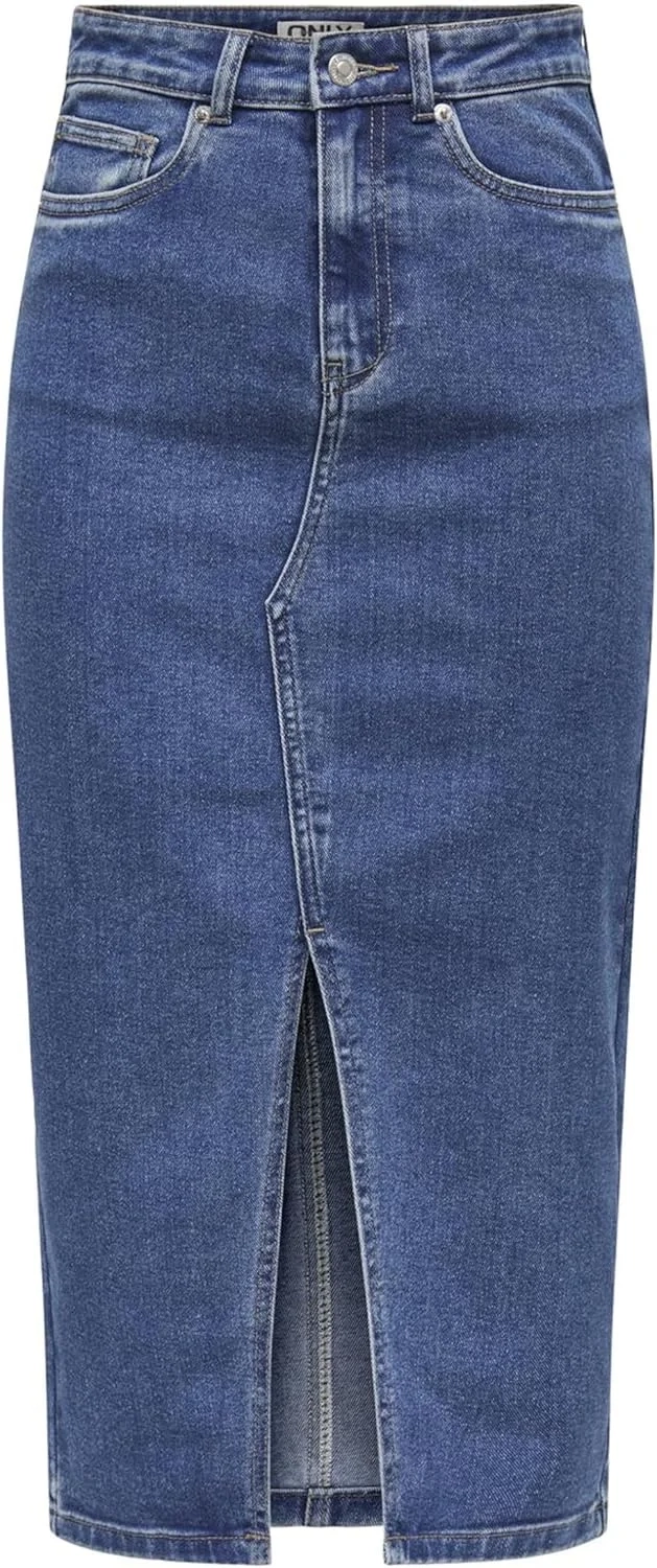 ONLSIRI Women's Denim Skirt with Front Slit