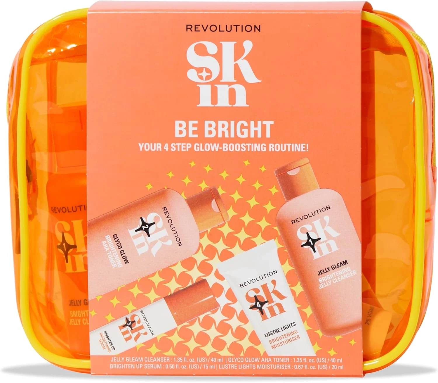 Revolution Skin Be Bright 4-Step Starter Kit: Brightening Skincare Set with Cleanser, Toner, Serum & Moisturizer