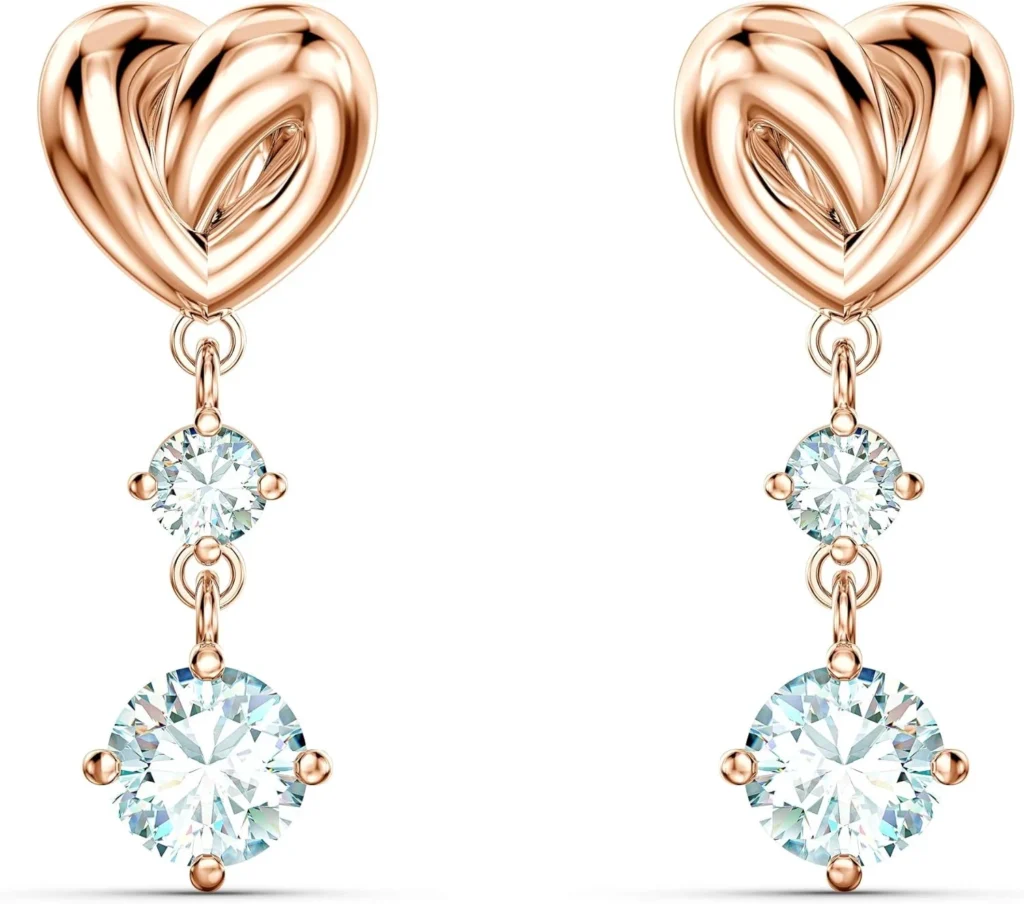 Swarovski Lifelong Heart Drop Earrings in White with Rose Gold Tone Plating
