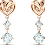 Swarovski Lifelong Heart Drop Earrings in White with Rose Gold Tone Plating