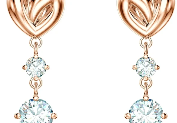 Swarovski Lifelong Heart Drop Earrings in White with Rose Gold Tone Plating