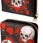 Skulls and Roses Zip Around Wallet for Women