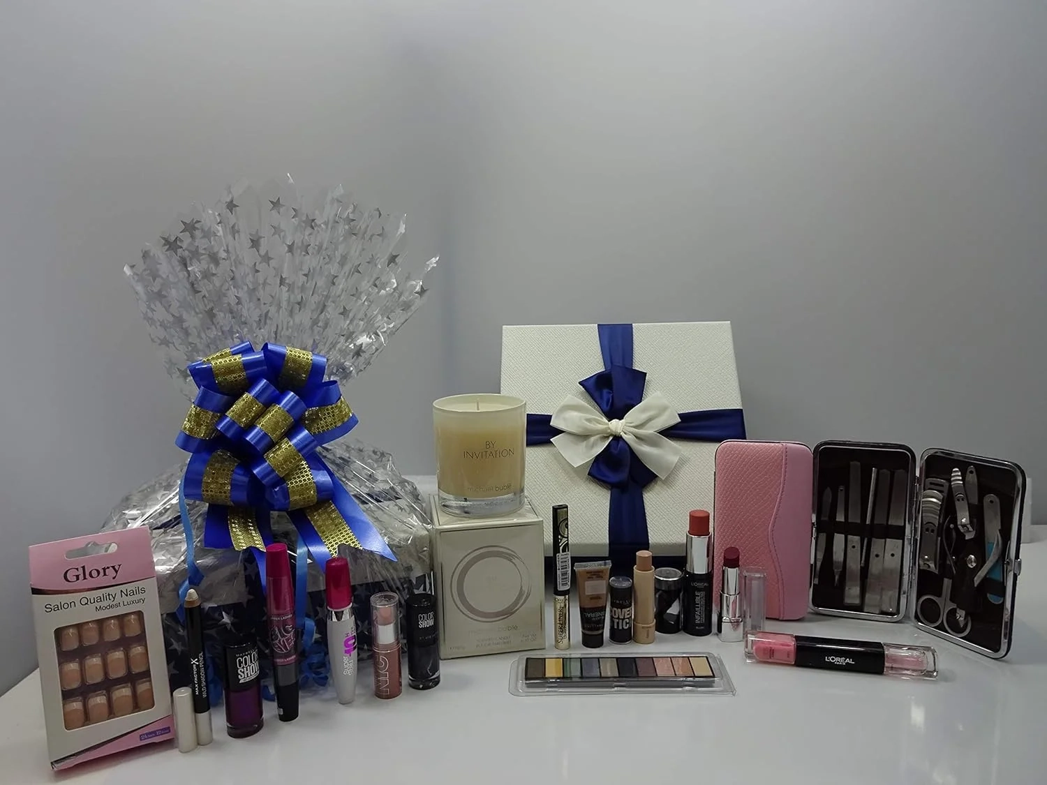 Glory Cosmetics Makeup Bundle Gift Set for Women with Scented Candle & Manicure Kit