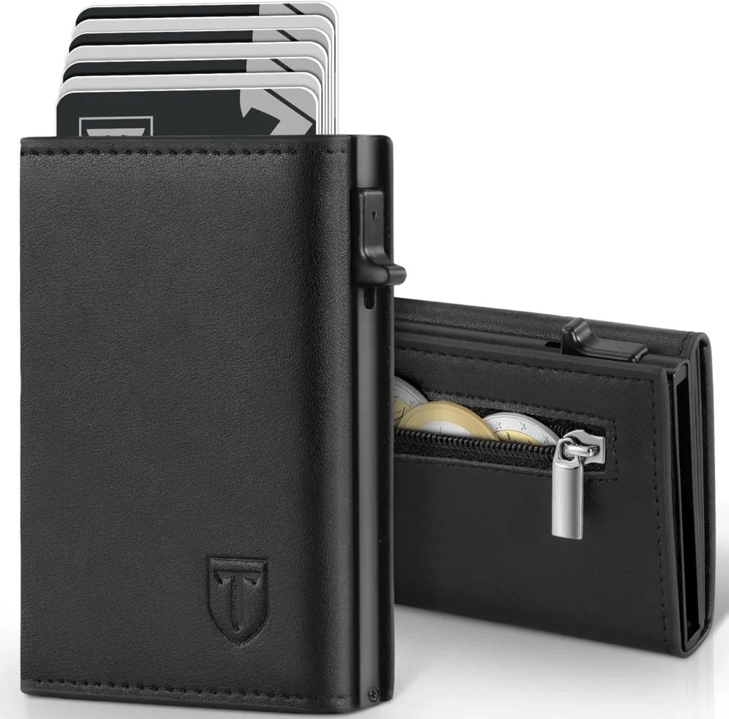 Men's RFID Blocking Slim Wallet with 8 Card Holders, Coin Pocket & ID Window | Minimalist Gift Box
