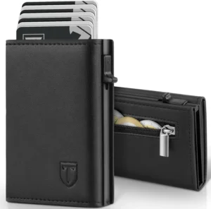 Men's RFID Blocking Slim Wallet with 8 Card Holders, Coin Pocket & ID Window | Minimalist Gift Box