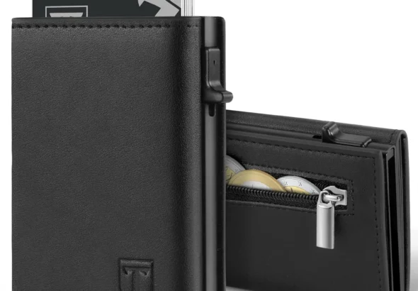 Men's RFID Blocking Slim Wallet with 8 Card Holders, Coin Pocket & ID Window | Minimalist Gift Box