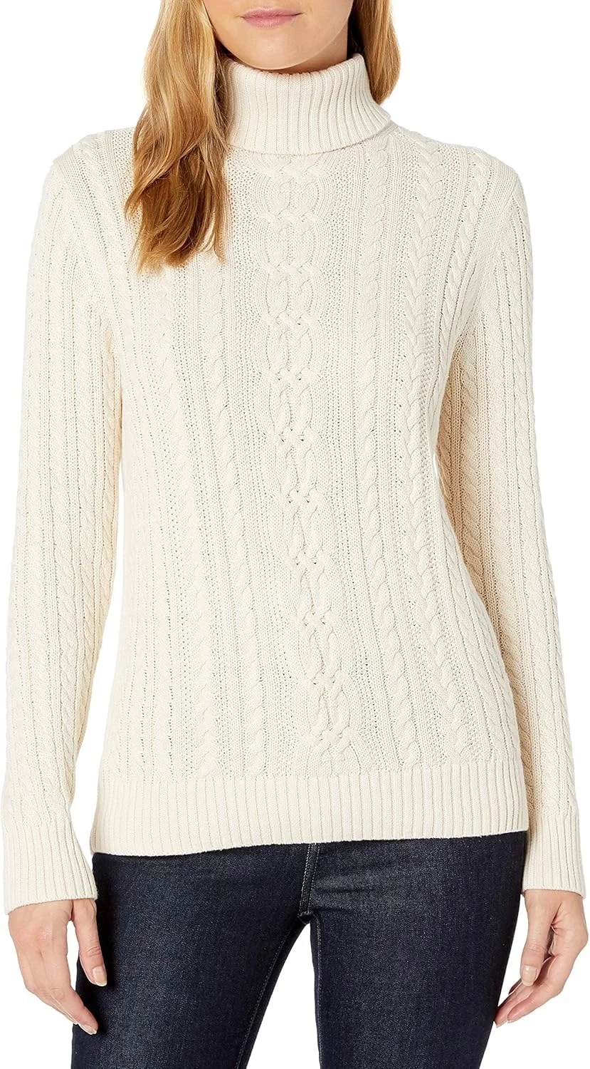 Amazon Essentials Women's Cable Knit Turtle Neck Jumper (Available in Plus Size)
