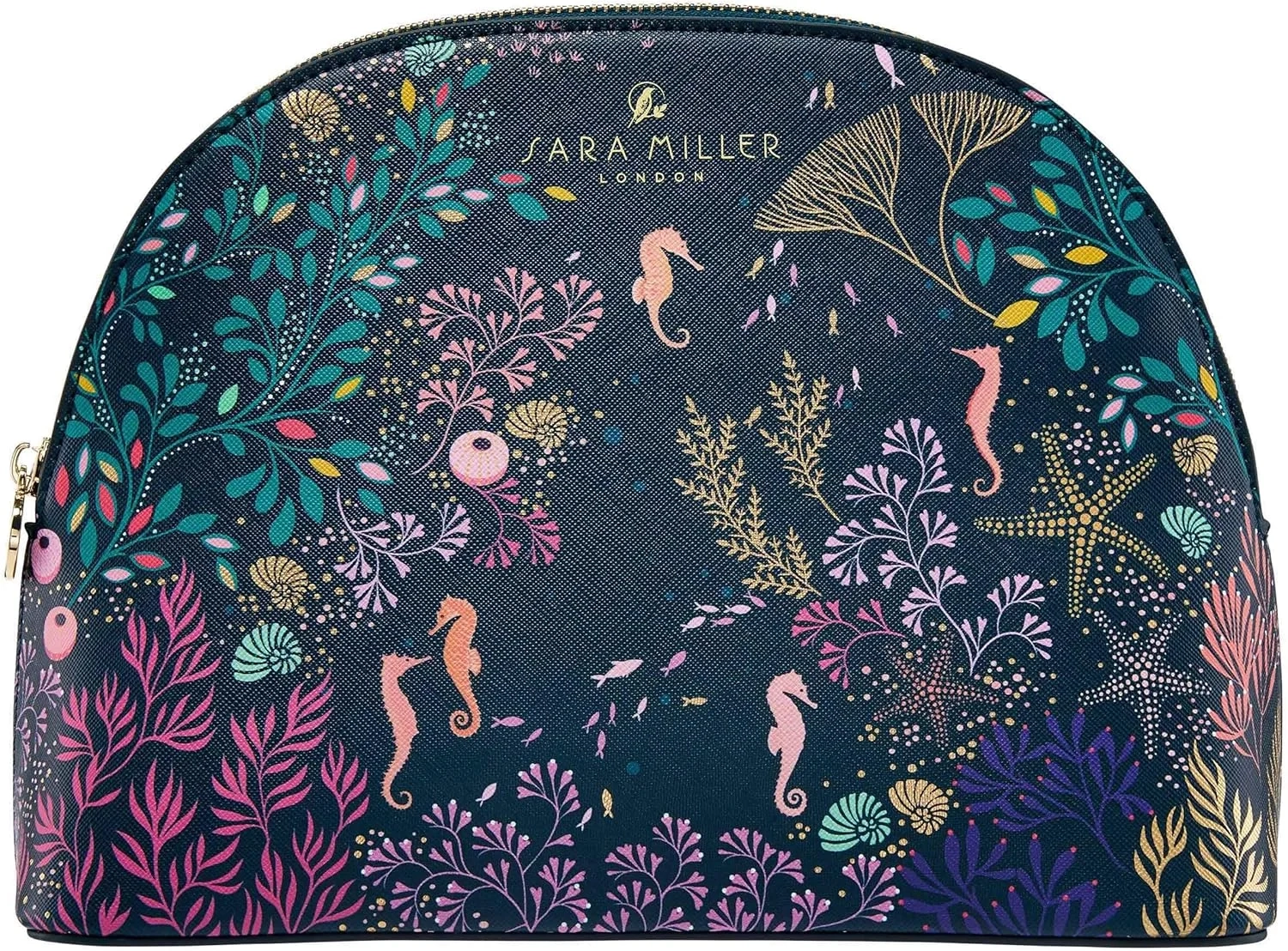 Sara Miller London Large Vegan Leather Cosmetic Bag | Waterproof Wash Bag & Beauty Organizer for Travel, Gym, or Holiday Essentials