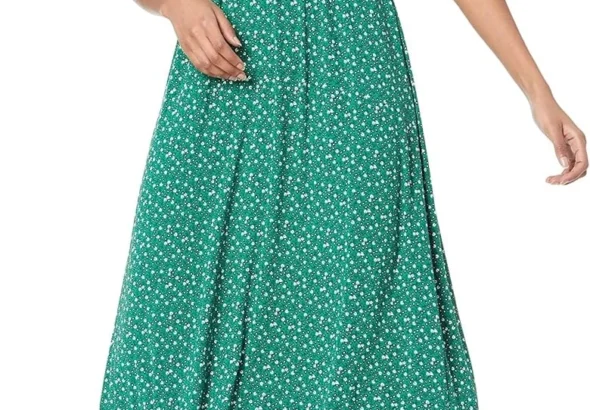 Amazon Essentials Women's Fit and Flare Maxi Dress with Waistband