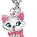 Sterling Silver Marie Charm with CZ and Pink Enamel