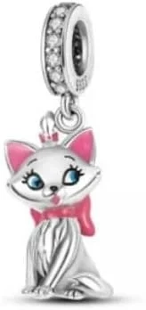 Sterling Silver Marie Charm with CZ and Pink Enamel