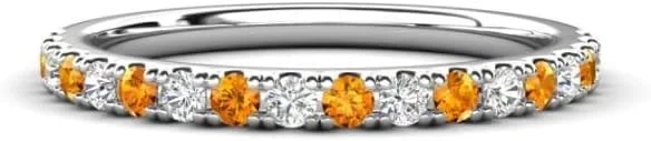 Citrine Half Eternity Ring in Sterling Silver