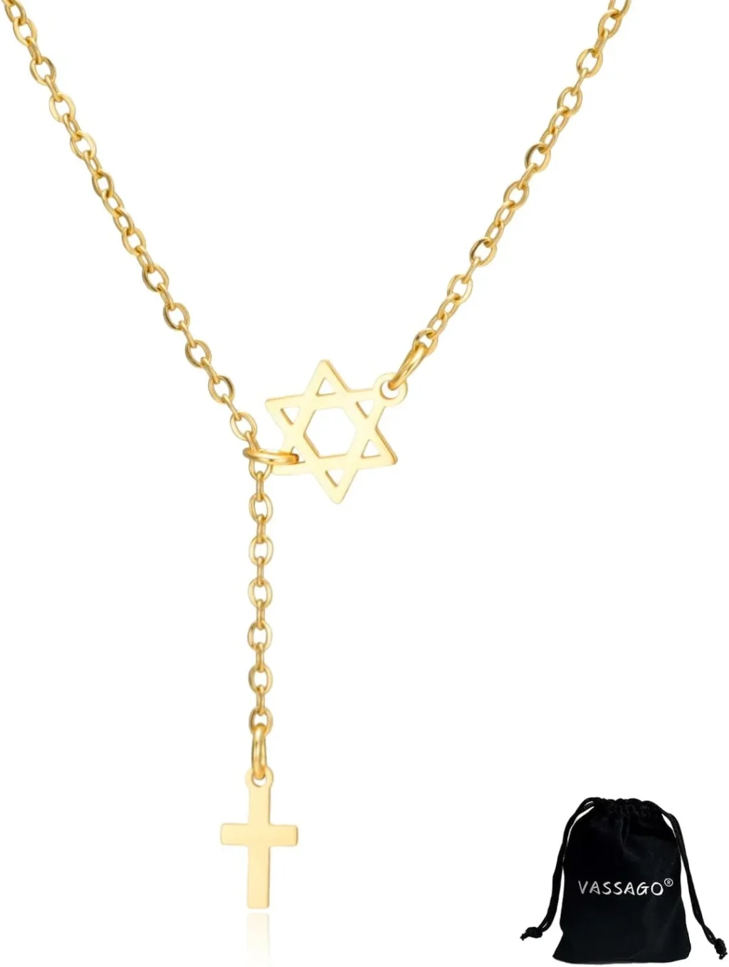 Stainless Steel Star of David Necklace for Women