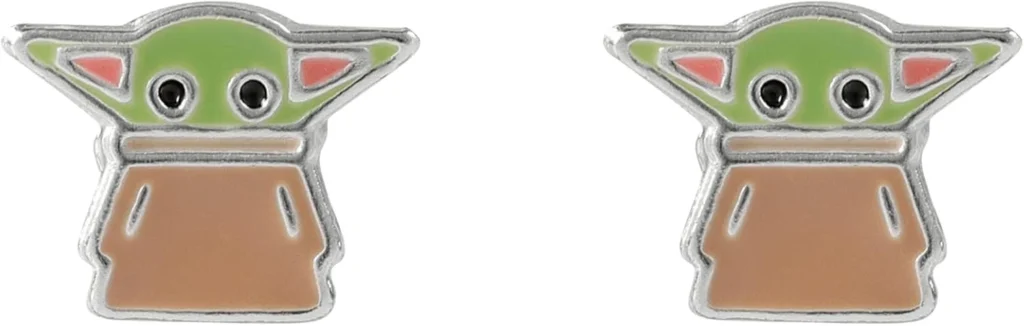 Sterling Silver Grogu Baby Yoda Stud Earrings