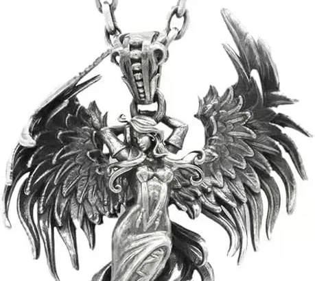 Sterling Silver Guardian Angel Pendant Necklace for Men and Women with Crystal Ball