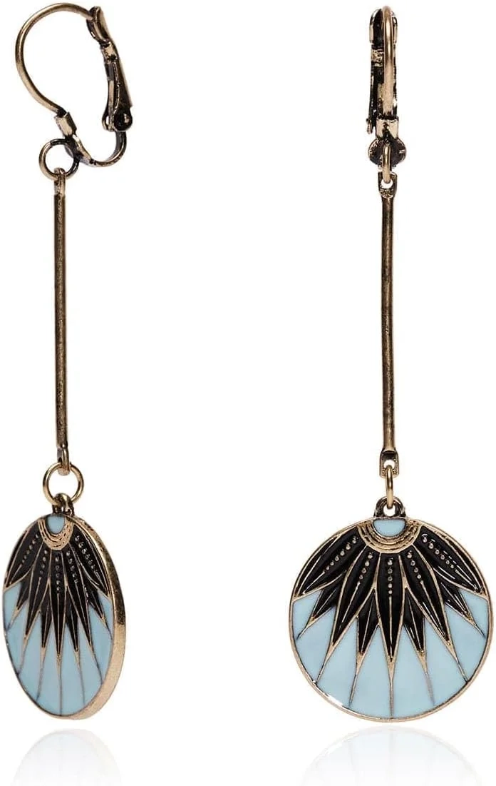 Art Deco Gold Leaf Drop Earrings for Women