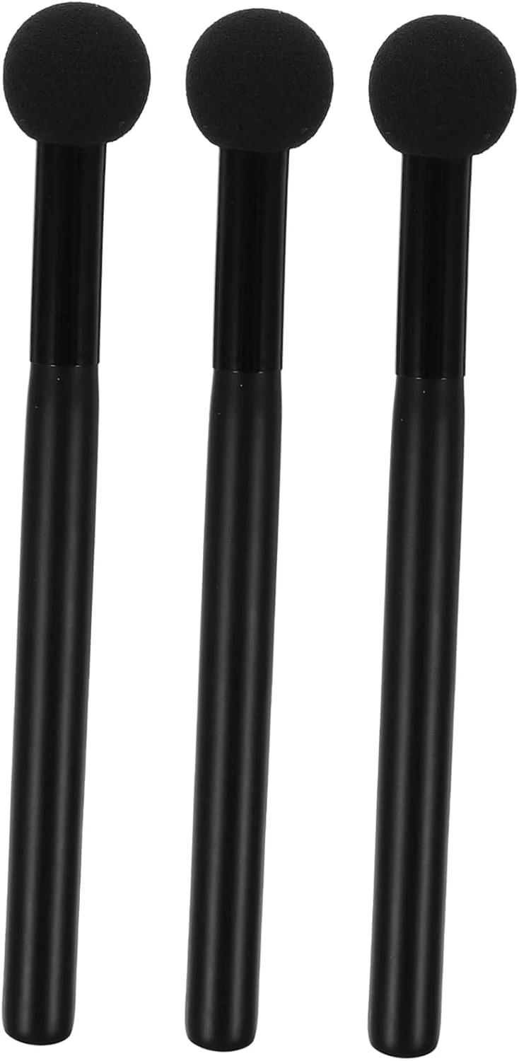 Healvian 3-Piece Black Latex Sponge Brush Set for Flawless Concealer and Foundation Blending, Dual